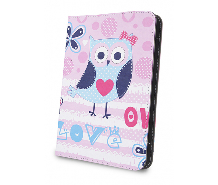 Husa Poliuretan GreenGo Little Owl pentru Tableta 10 inci, Dimensiuni interioare 265 x 195 mm, Multicolor, Bulk 
