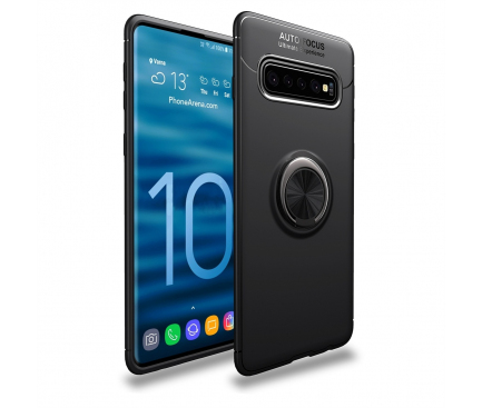 Husa TPU Lenuo Invisible Holder pentru Samsung Galaxy S10 G973, Neagra, Blister 