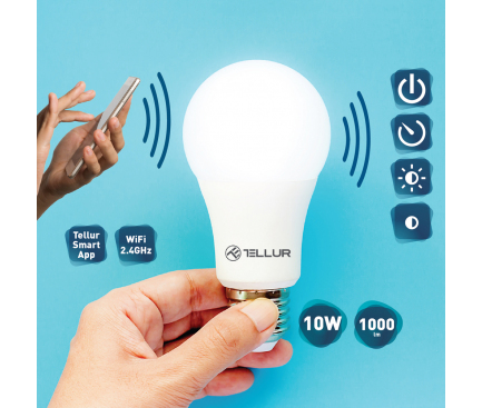 Bec LED Tellur, Wi-Fi, E27, 10W, 2700K - 6500K, 1000lm TLL331001