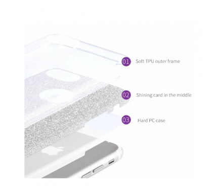 Husa TPU OEM  Glitter Shine pentru Xiaomi Redmi Note 7 / Xiaomi Redmi Note 7 Pro, Argintie, Bulk 