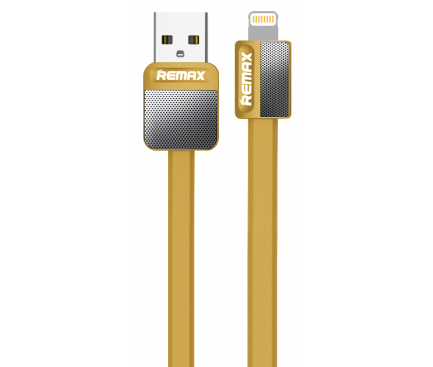 Cablu Date si Incarcare USB la Lightning Remax Platinium Metal RC-044i, 1 m, Auriu, Blister 
