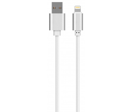 Cablu Date si Incarcare USB la Lightning OEM Woven, 1 m, Alb, Bulk 