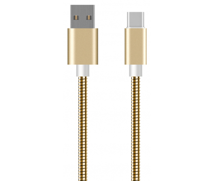 Cablu Date si Incarcare USB la USB Type-C OEM Metalic, 1 m, Auriu, Bulk 