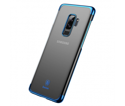 Husa Plastic Baseus Glitter Electro pentru Samsung Galaxy S9+ G965, Albastra - Transparenta, Blister WISAS9P-DW03 