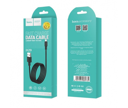 Cablu Date si Incarcare USB la MicroUSB HOCO Superior X29, 1 m, Negru