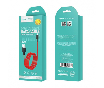 Cablu Date si Incarcare USB la MicroUSB HOCO Superior X29, 1 m, Rosu
