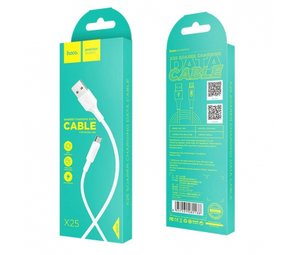 Cablu Date si Incarcare USB la MicroUSB HOCO Soarer X25, 1 m, Alb