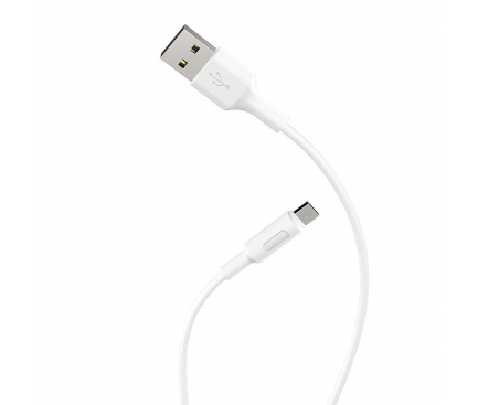 Cablu Date si Incarcare USB la MicroUSB HOCO Soarer X25, 1 m, Alb