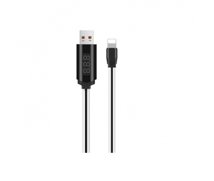 Cablu Date si Incarcare USB la Lightning HOCO U29 cu afisaj LED, 1m, Alb, Blister 