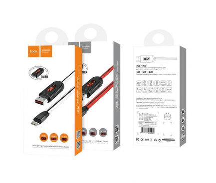 Cablu Date si Incarcare USB la Lightning HOCO U29 cu afisaj LED, 1m, Alb, Blister 