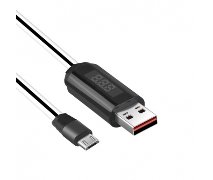 Cablu Date si Incarcare USB la MicroUSB HOCO U29 cu afisaj LED, 1m, Alb, Blister 