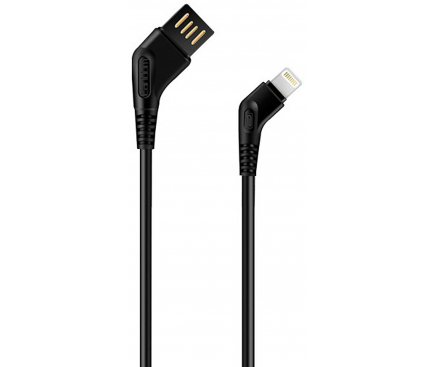 Cablu Date si Incarcare USB la Lightning Earldom EC-026i, 1 m, Negru, Blister 