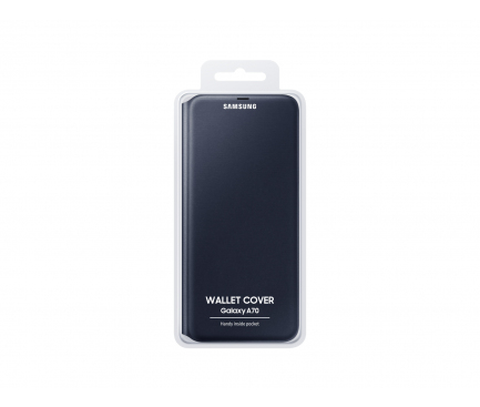 Husa Samsung Galaxy A70 A705, Wallet, Neagra EF-WA705PBEGWW