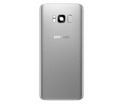 Capac Baterie Samsung Galaxy S8+ G955, Cu Geam Blitz - Geam Camera Spate - Senzor Amprenta, Argintiu, Swap