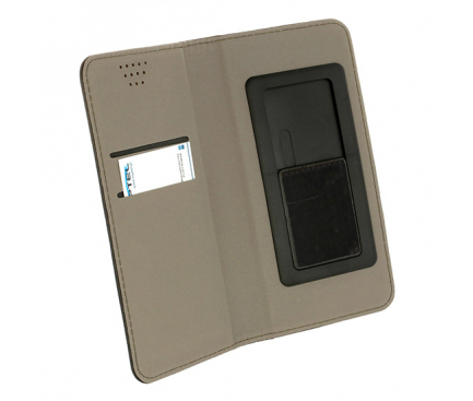 Husa Piele OEM Smart Magnetic pentru Telefon 6 inci, Dimensiuni interioare 165 x 85 mm, Neagra, Bulk 