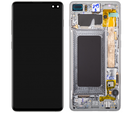 Display cu Touchscreen Samsung Galaxy S10+ G975, cu Rama, Argintiu, Service Pack GH82-18849B