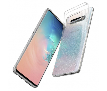Husa TPU Spigen Liquid Crystal Glitter pentru Samsung Galaxy S10 G973, Transparenta, Blister 605CS25797 