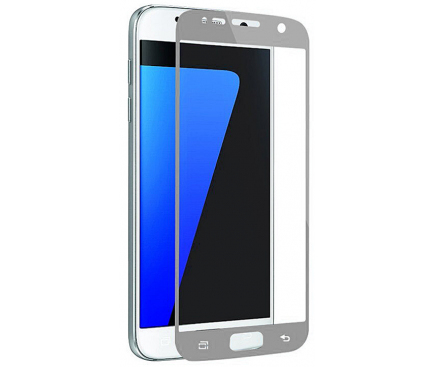 Folie Protectie Ecran OEM pentru Samsung Galaxy S7 G930, Sticla securizata, Full Face, 3D, Argintie, Blister 