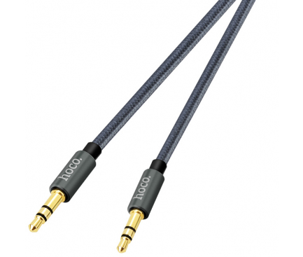 Cablu Audio 3.5 mm la 3.5 mm HOCO AUX UPA03, 1 m, Gri, Blister 