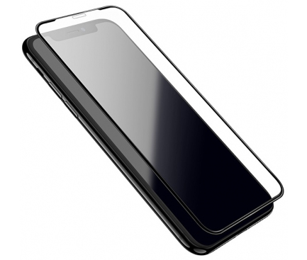 Folie Protectie Ecran HOCO pentru Apple iPhone X / Apple iPhone XS, Sticla securizata, Full Face, Edge Glue, Shatterproof A1, Neagra, Blister 