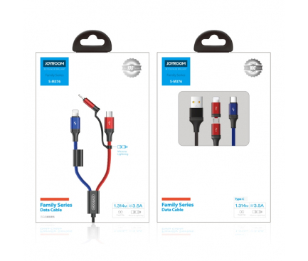 Cablu Date si Incarcare USB la Lightning - USB la MicroUSB Joyroom S-M376, 1.3 m, Multicolor