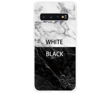 Husa TPU OEM Black and White pentru Samsung Galaxy S10 G973, Alba - Neagra, Bulk 