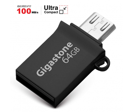 Memorie Externa Gigastone, MicroUSB OTG - USB 3.0, 64Gb, Argintie, Blister 