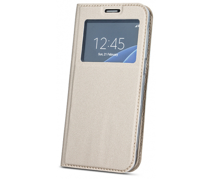 Husa Piele OEM Smart Look pentru Samsung Galaxy A30 A305 / Samsung Galaxy A20 A205, Aurie