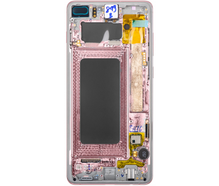 Display cu Touchscreen Samsung Galaxy S10+ G975, cu Rama, Roz Auriu, Service Pack GH82-18849J