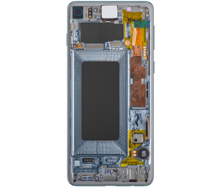 Display cu Touchscreen Samsung Galaxy S10 G973, cu Rama, Albastru (Prism Blue), Service Pack GH82-18850C