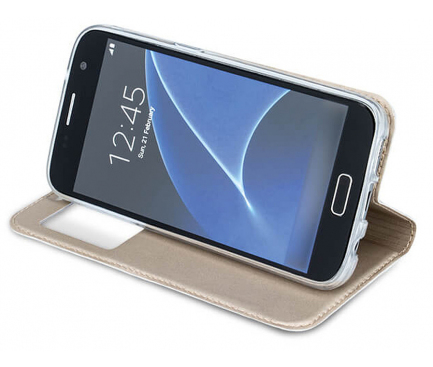 Husa Piele OEM Smart Look pentru Samsung Galaxy A40 A405, Aurie, Bulk 
