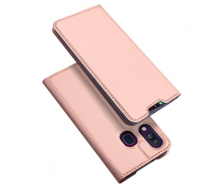 Husa Piele DUX DUCIS Skin pentru Samsung Galaxy A40 A405, Roz Aurie, Blister 