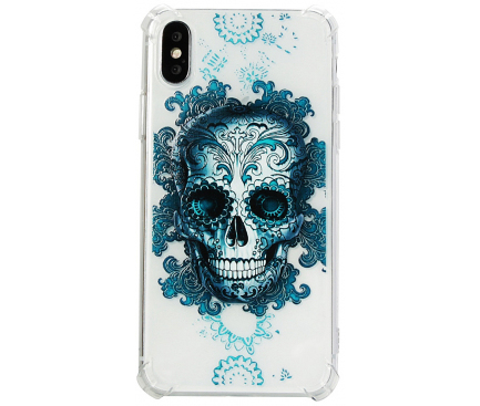 Husa TPU OEM Antisoc Skull pentru Apple iPhone X / Apple iPhone XS, Transparenta, Bulk 