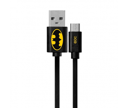 Cablu Date si Incarcare USB la MicroUSB DC Comics Batman 002, 1 m, Negru, Blister 