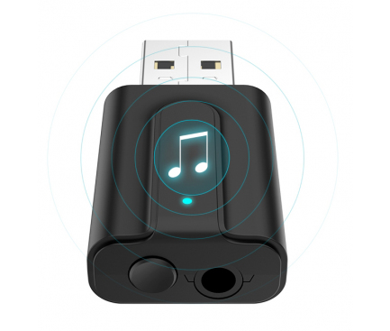 Adaptor Audio Bluetooth 5 - Jack 3.5 mm OEM, Functie Transmitere / Receptie Audio, Negru, Blister