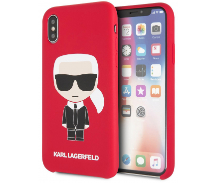 Husa TPU Karl Lagerfeld Ikonik Full Body pentru Apple iPhone X / Apple iPhone XS, Rosie KLHCPXSLFKRE
