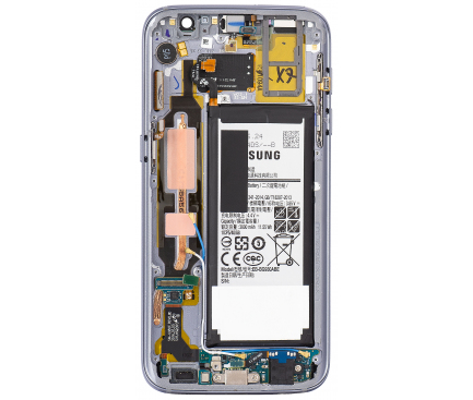 Display - Touchscreen Negru, cu Rama - Baterie -  Piese Samsung Galaxy S7 G930 Swap  GH97-18523A