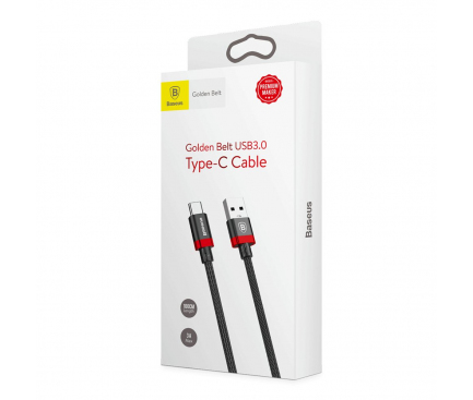 Cablu Date si Incarcare USB 3.0 la USB Type-C Baseus Golden Belt, CATGB-19, 3A, 1 m, Rosu, Blister 
