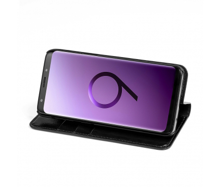 Husa Piele Musubo H3 Crazy Horse Samsung Galaxy S9 G960, Neagra, Blister 