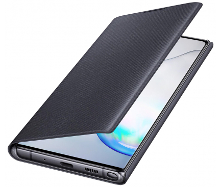 Husa Samsung Galaxy Note 10+ N975 / Note 10+ 5G N976, LED View Cover, Neagra, Blister EF-NN975PBEGWW 