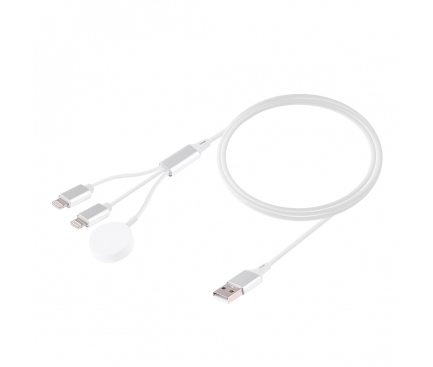 Cablu Date si Incarcare USB la Lightning OEM Magnetic Multifunctional 3in1, 1 m, Alb