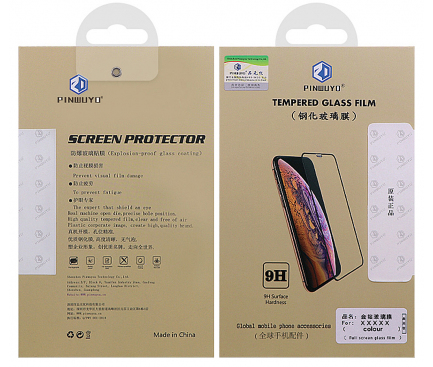 Folie Protectie Ecran Pinwuyo pentru Sony Xperia 10 Plus, Sticla securizata, Full Face, Neagra, Blister 