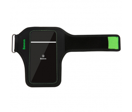 Husa Sport Baseus Wristband pentru telefoane 5 inch, Neagra Verde CWYD-A06