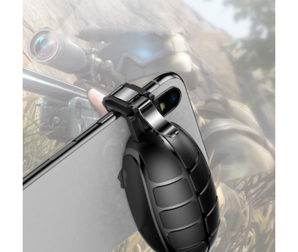 Set 2 buc x Gamepad / Suport mobil Baseus Grenade pentru telefoane max 6.5 inch, Trigger Metalic, Negru, Blister ACSLCJ-01