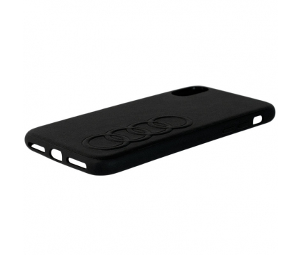 Husa Piele AUDI pentru Apple iPhone XS Max, Neagra, Blister AU-TPUPCIPXSM-TT/D1-BK 