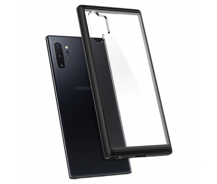 Husa Plastic - TPU Spigen Ultra Hybrid pentru Samsung Galaxy Note 10+ N975 / Note 10+ 5G N976, Neagra - Transparenta, Blister 627CS27333 