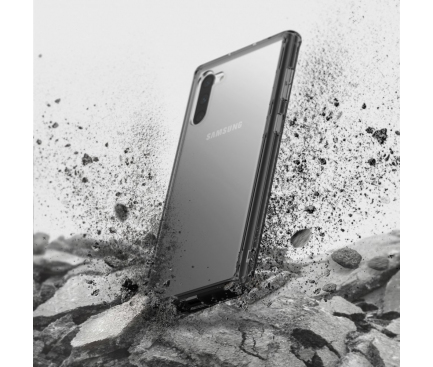 Husa Plastic - TPU Ringke Fusion pentru Samsung Galaxy Note 10 N970 / Samsung Galaxy Note 10 5G N971, Neagra - Transparenta FSSG0068