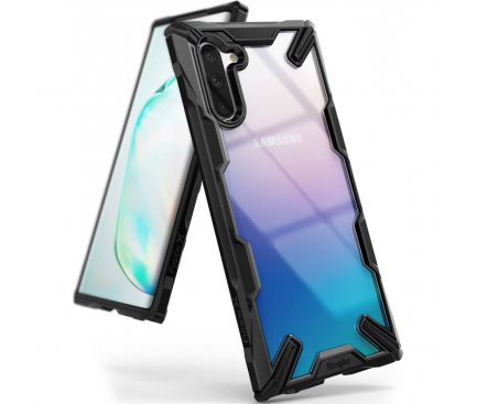 Husa Plastic - TPU Ringke Fusion X pentru Samsung Galaxy Note 10 N970 / Samsung Galaxy Note 10 5G N971, Neagra - Transparenta, Blister FUSG0027 