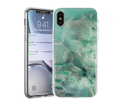 Husa TPU Vennus Marble Stone pentru Samsung Galaxy A10 A105, Verde, Blister 