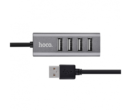 Hub USB Hoco HB1, 4xUSB, 0.8 m, Gri